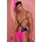 High-quality black harness for men designed by Chaz Bono, with sturdy buckles and stylish design